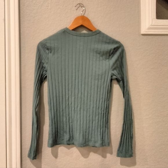 A New Day Blue Ribbed Long Sleeve Crew Neck Top - Picture 3 of 5